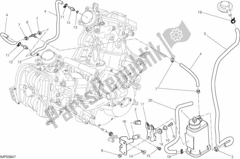 Todas as partes de Vasilha De Tubo De Ar Quente do Ducati Hypermotard USA 821 2015